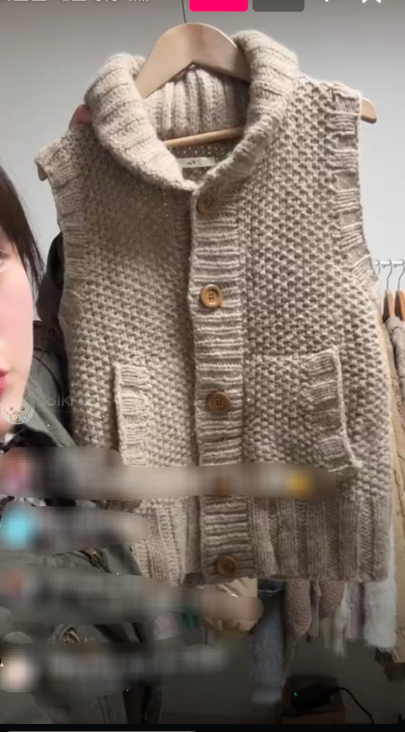 빈티지 모리걸 브라운 우드단추 니트 조끼 베스트 상품이미지1