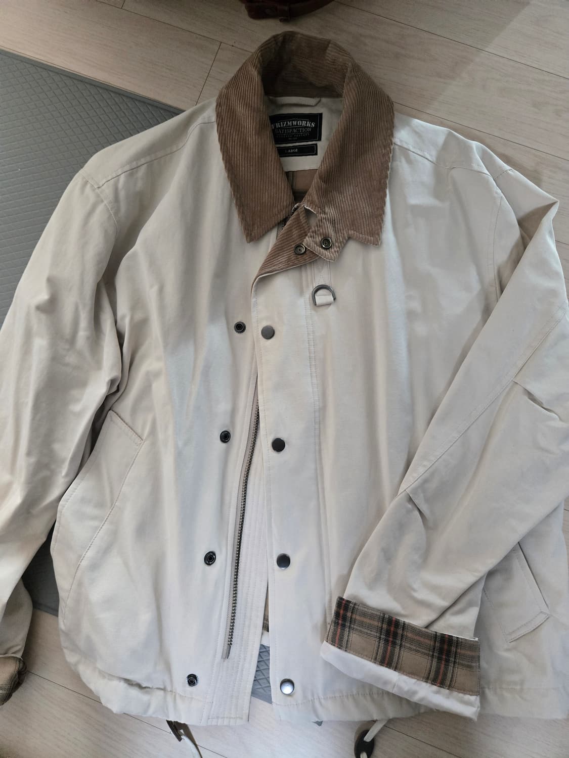 [프리즘웍스] 코듀로이 올리브,크림 자켓 L 상품이미지3