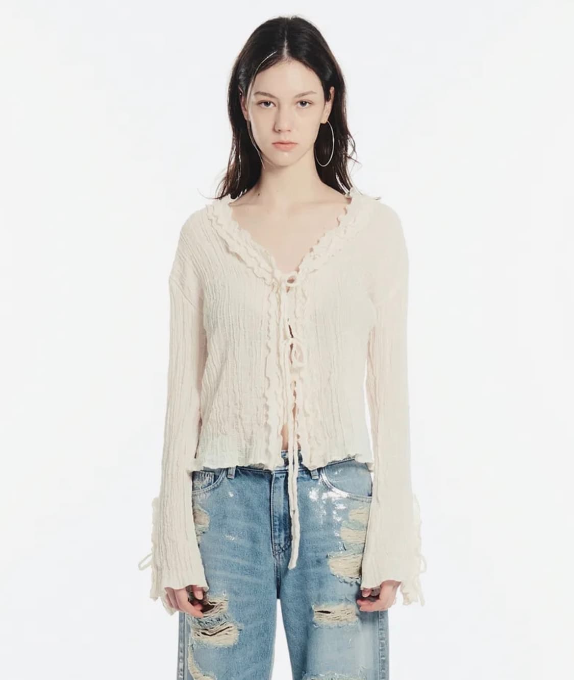 세릭 레이스업 가디건 상품이미지1