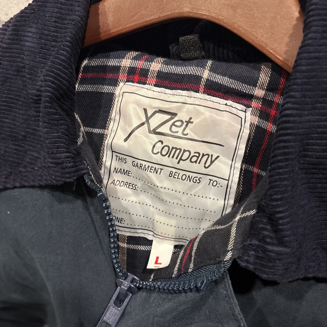 EURO VINTAGE 코듀로이 코튼 왁스자켓 체크안감 디테일 블루 상품이미지6