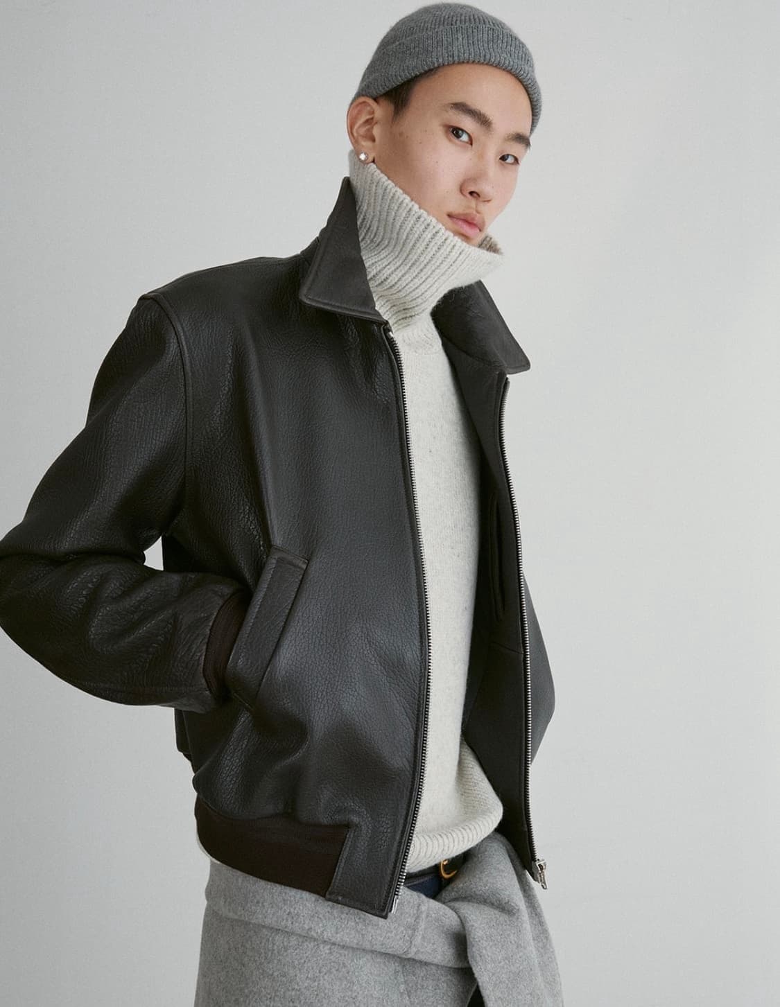 렉토 24FWV 벤 슈렁큰 램스킨 레더 점퍼 가죽자켓 다 크브라운 상품이미지3