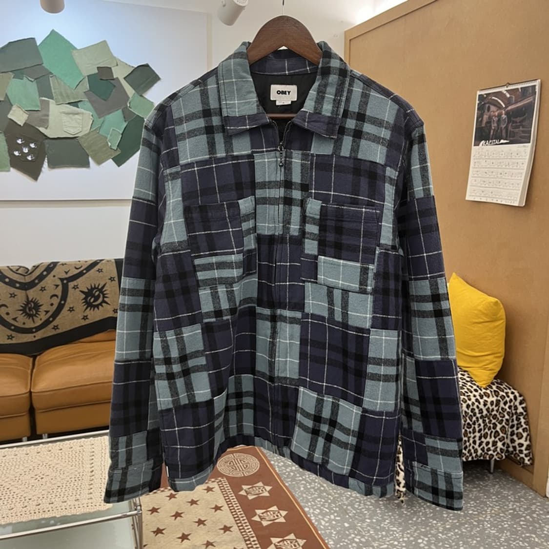 오베이 올드스쿨 캐주얼 빈티지 격자 체크 자켓 M C09908 상품이미지3