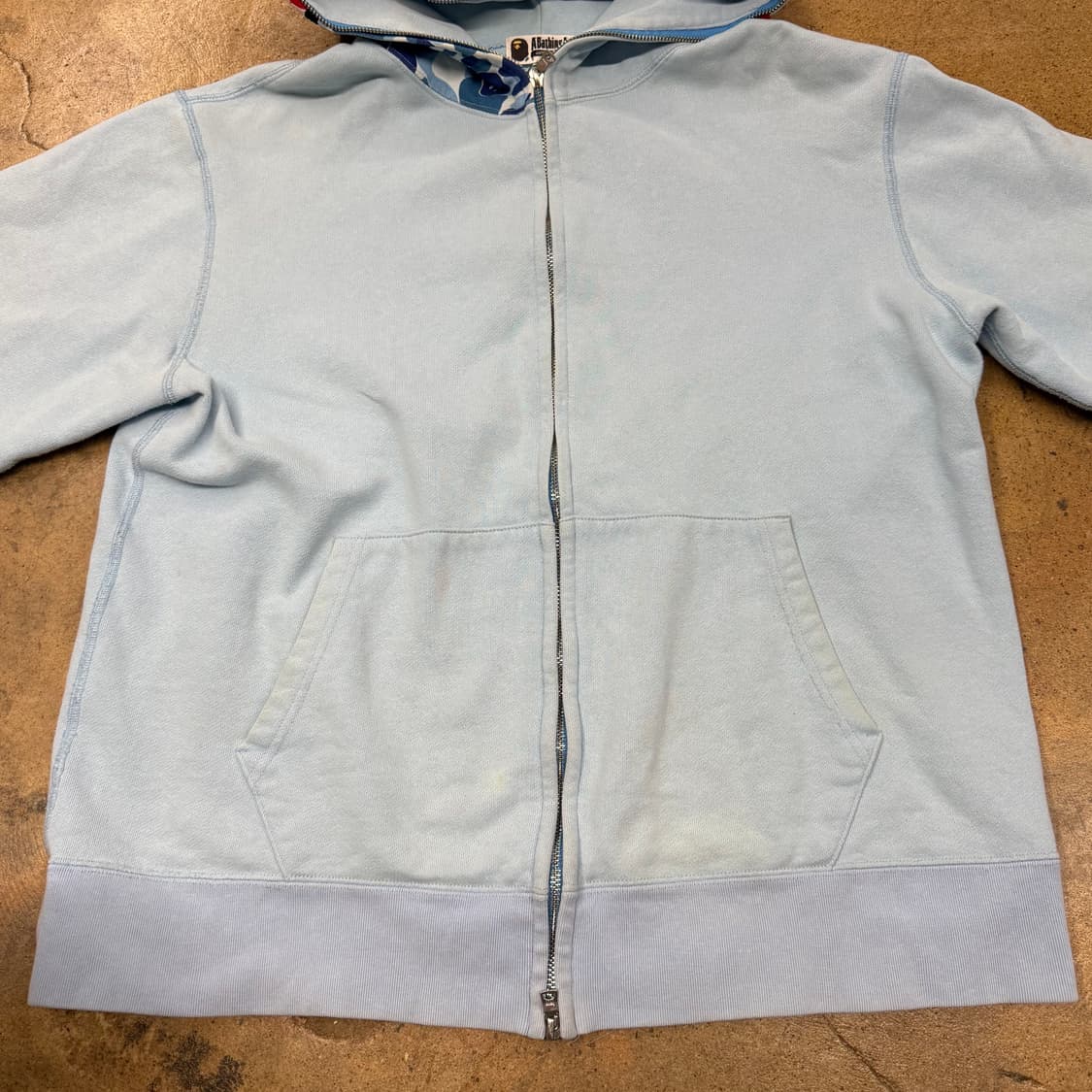 베이프 스카이블루 하늘 샤크 카모 밀리터리 풀 집 후드집업 상품이미지3