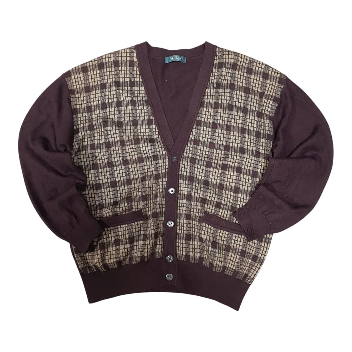 ✨ (바배) 인디안 버건디 체크 니트 가디건  상품이미지1