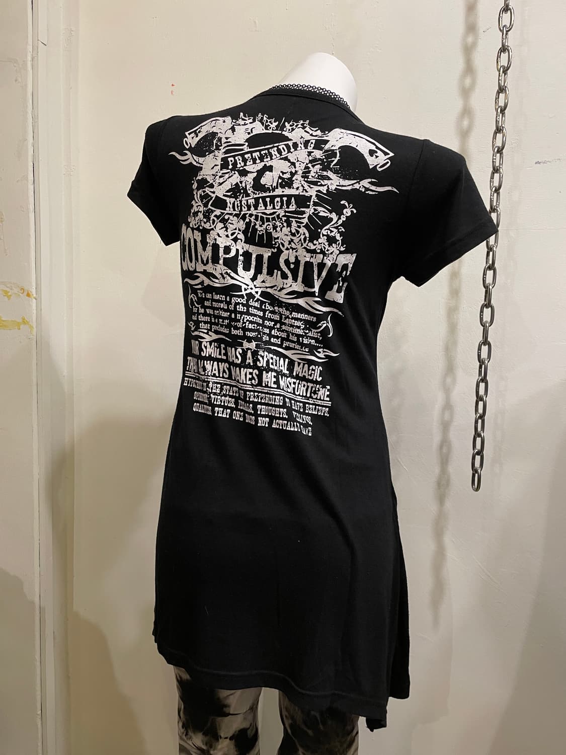 스트라이프 패턴 레이어드 프린팅 반팔 원피스 펑크 상품이미지9