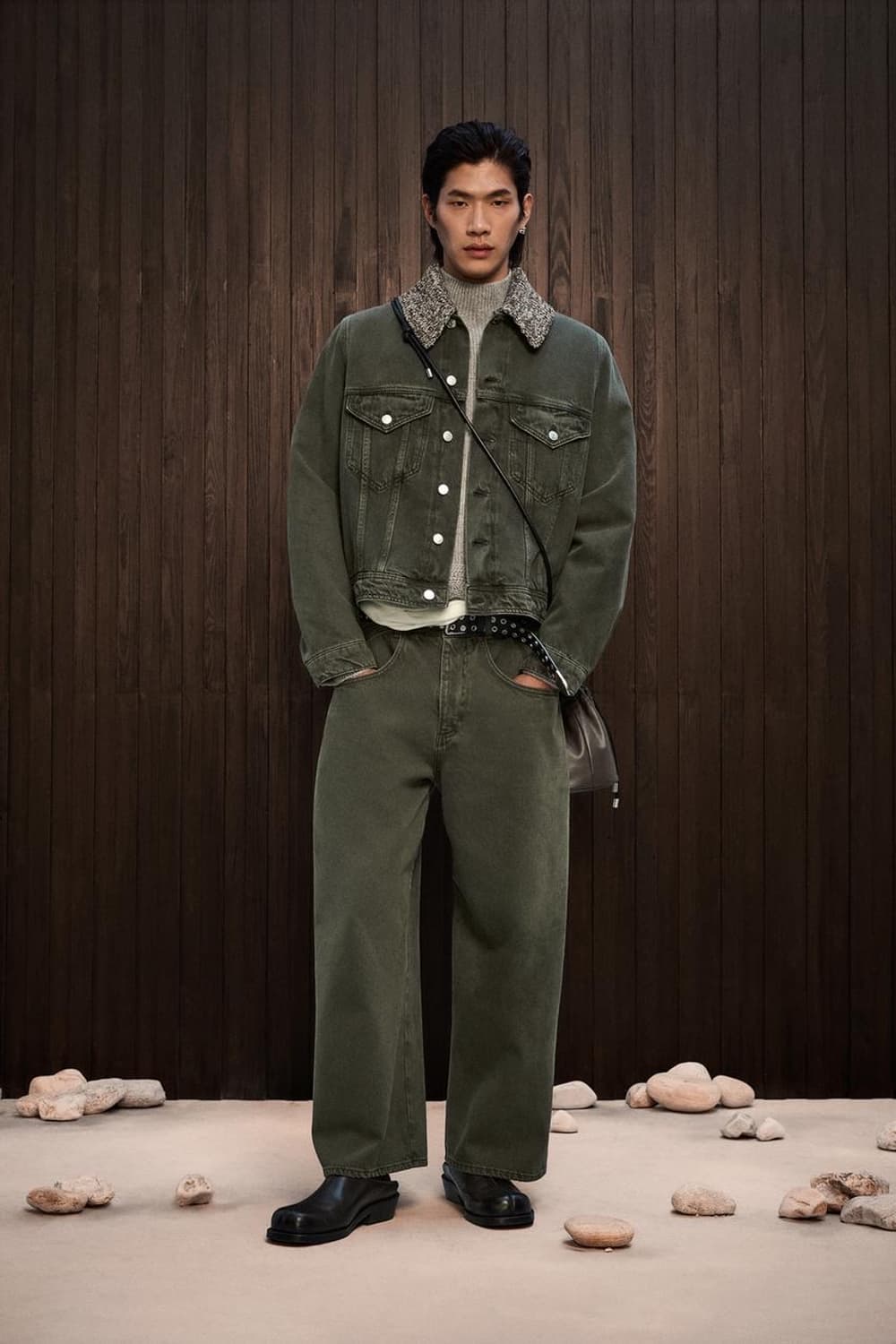 [M] 자라 x 나누시카 데님 자켓 닷 칼라 다크 카키 상품이미지2