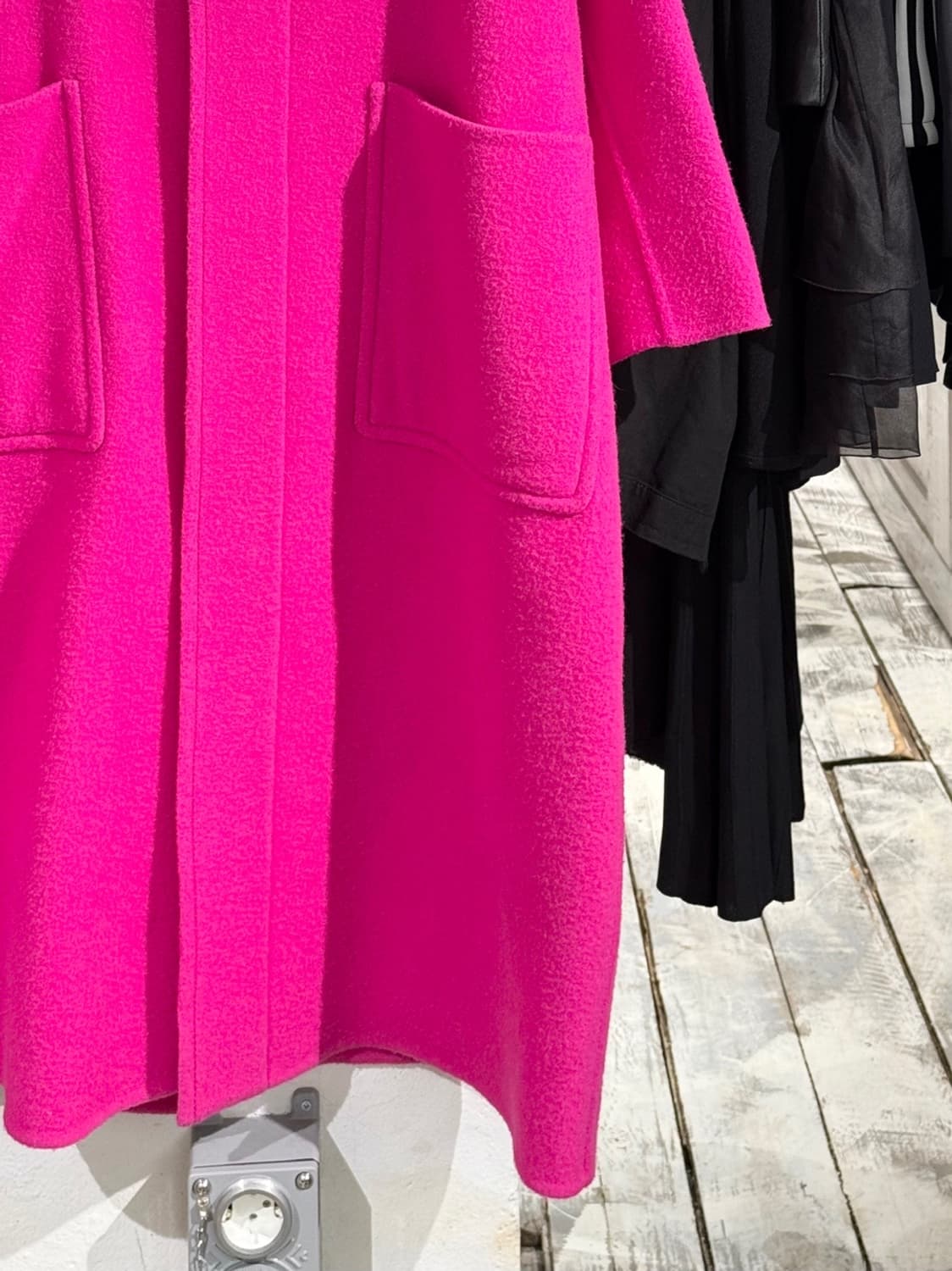 아미 핑크 싱글 브레스트 울 코트 상품이미지5