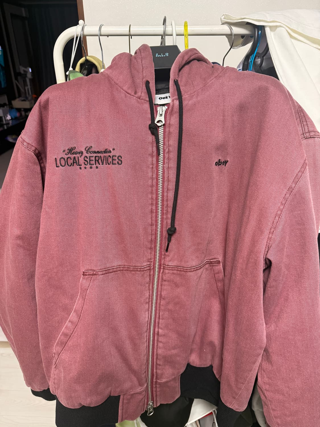 오베이 로컬 서비스 와인 페이드 워시 후드 짚업 상품이미지1