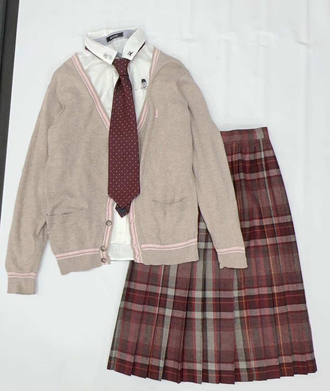 ♥️이스트보이 가디건 핑크 레드 교복 코디세트♥️넥타이 일본교복 스커트 상품이미지2