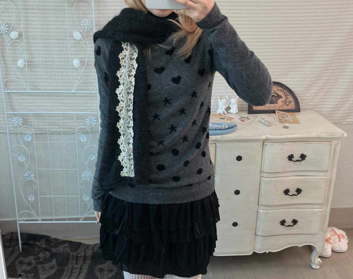 made in italy heart dot charcoal knit 상품이미지2