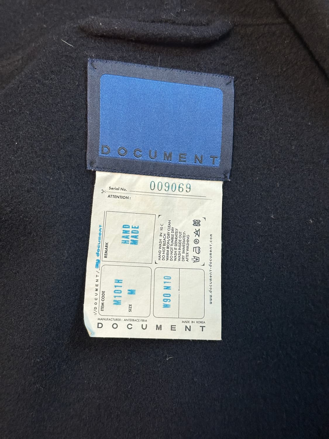 document handmade hooded coat m navy 상품이미지3