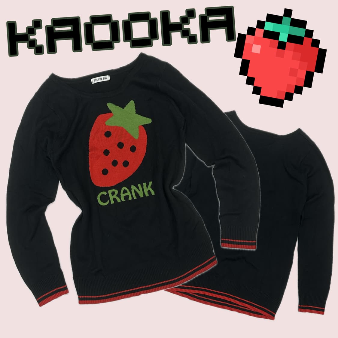 🍓 CLEF DE SOL 괴짜 키치 스트로베리 자수 니트🍓 이너 상품이미지1