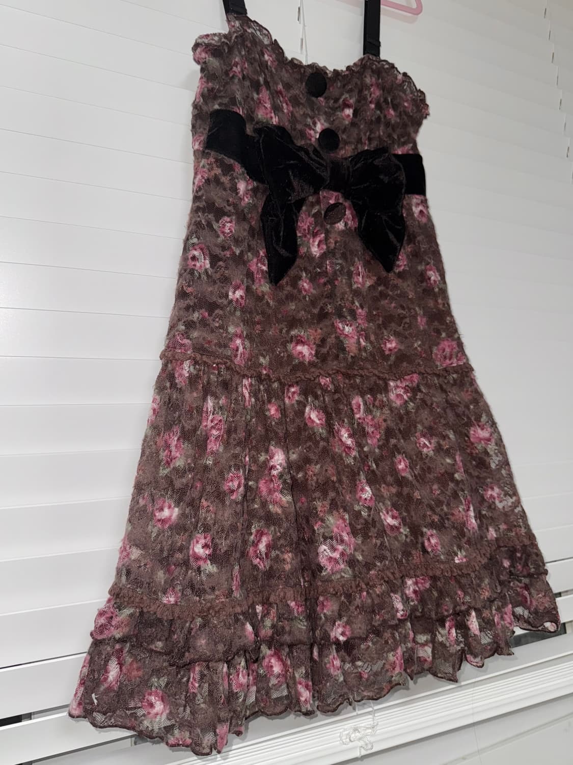 리즈리사 초코 플로럴 리본 레이스 원피스 큐롯 히메갸루 라떼갸루 플라워 상품이미지2