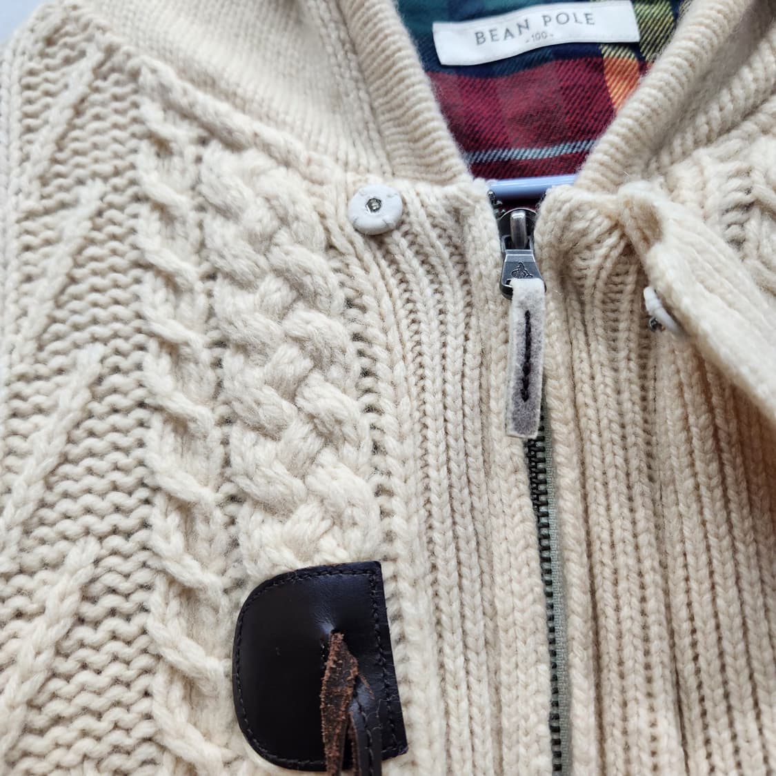 빈폴 꽈배기 니트 떡볶이 집업 코트 100(XL) 상품이미지4