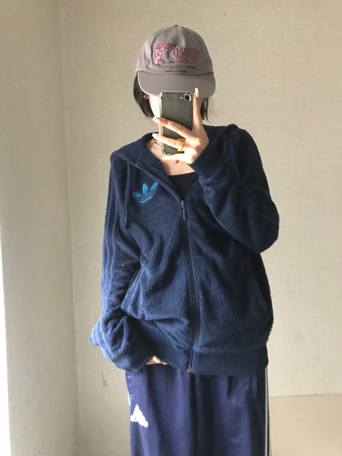 아디다스 네이비 빅로고 후리스 상품이미지5