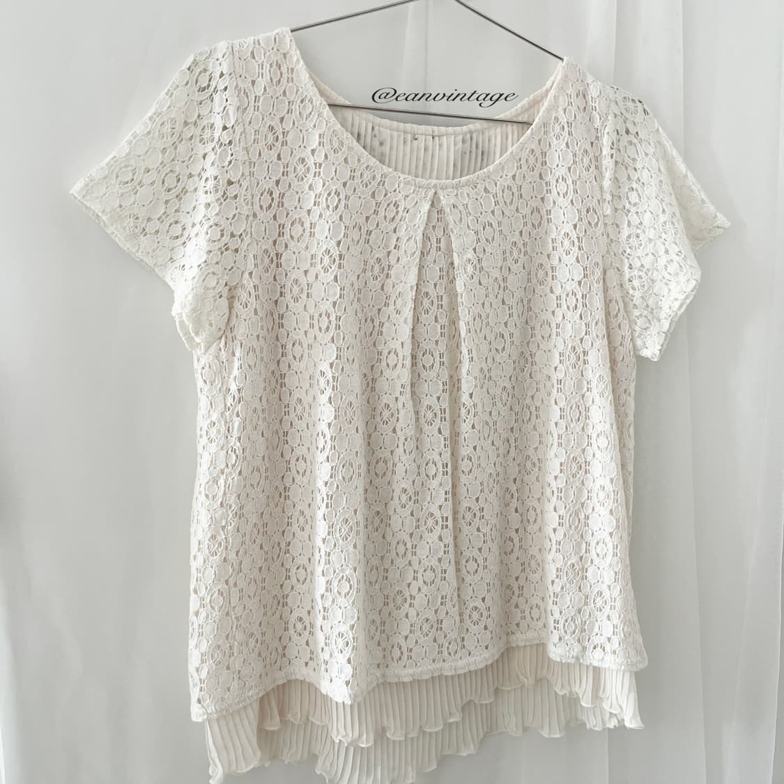 pale cream lace layered blouse 상품이미지2