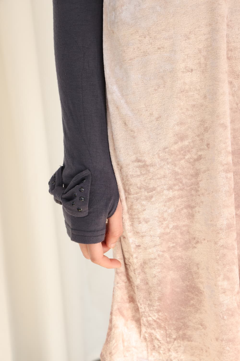 핑크 와인 벨벳 원피스 상품이미지3