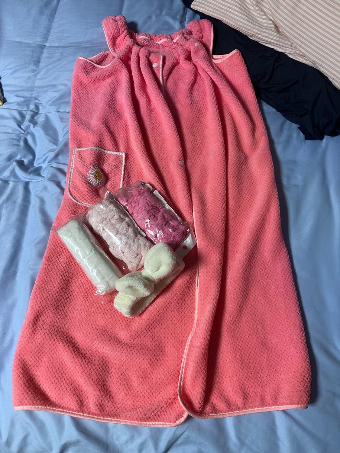 샤워 가운  + 헤어밴드4개+ 손목밴드 1세트 상품이미지1