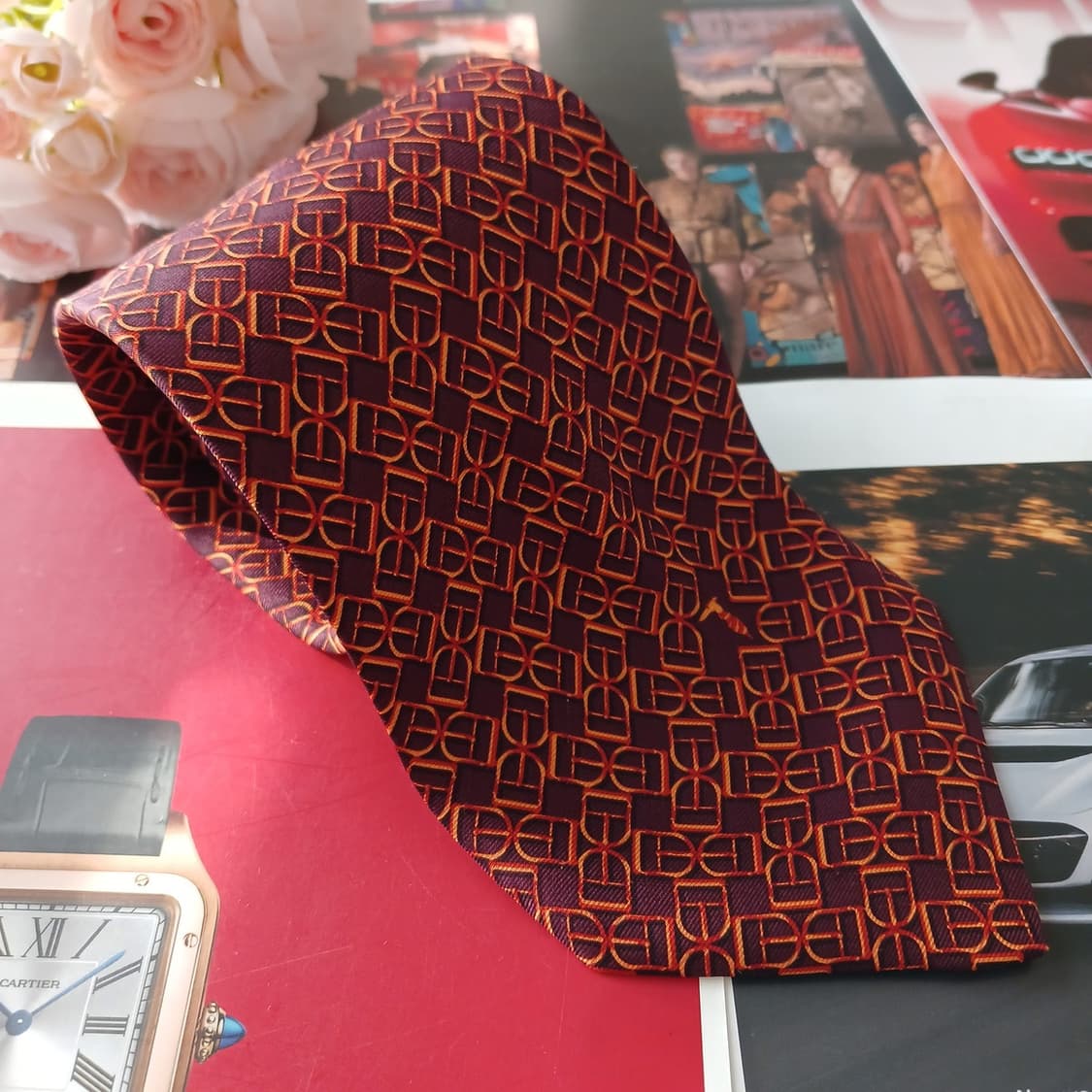 트루사르디 실크 버건디 자카드 넥타이 9.1cm A+등급 A18823
 상품이미지2