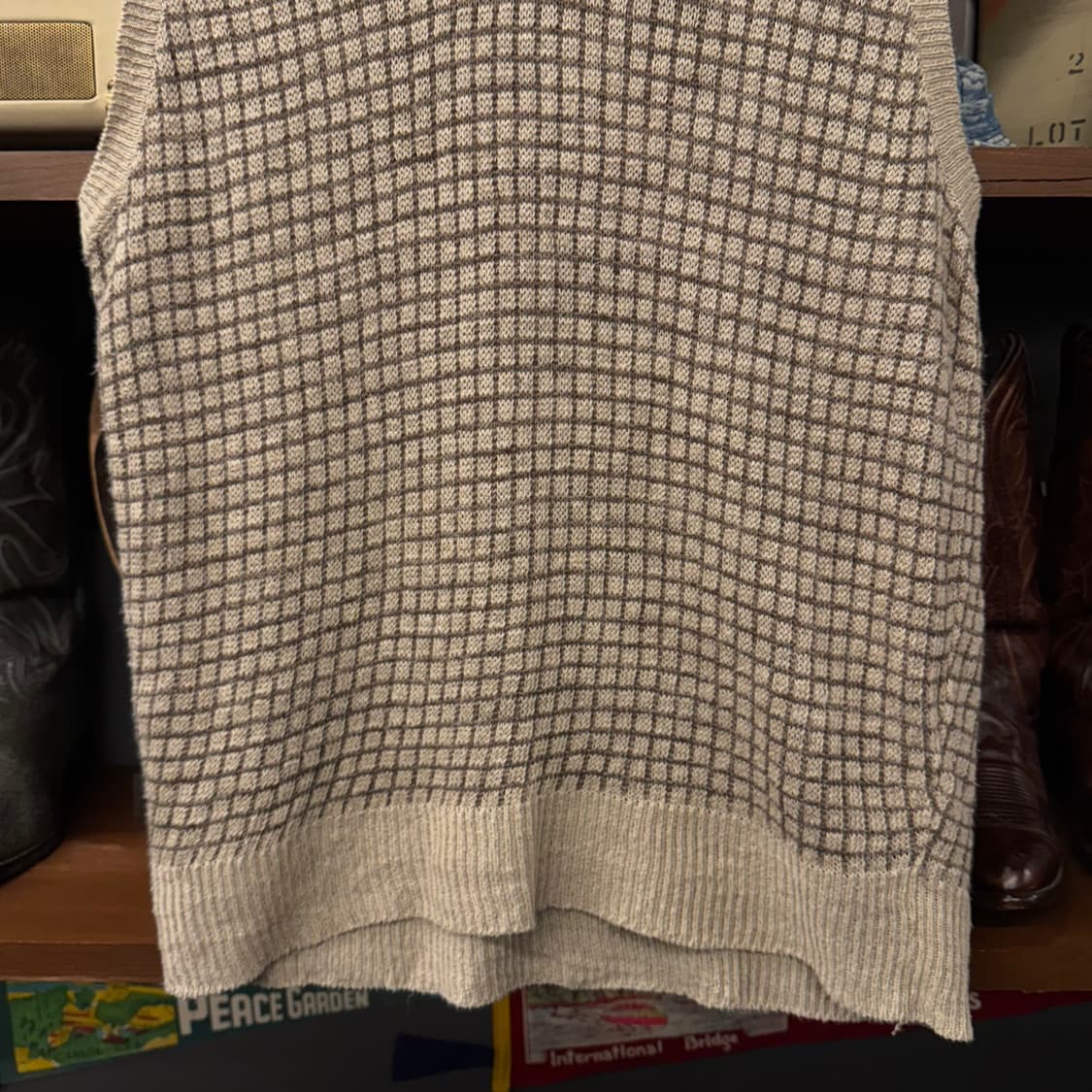 90s 폴로 랄프로렌 윈도우 체크 패턴 클래식 린넨 니트 베스트 N250 상품이미지4