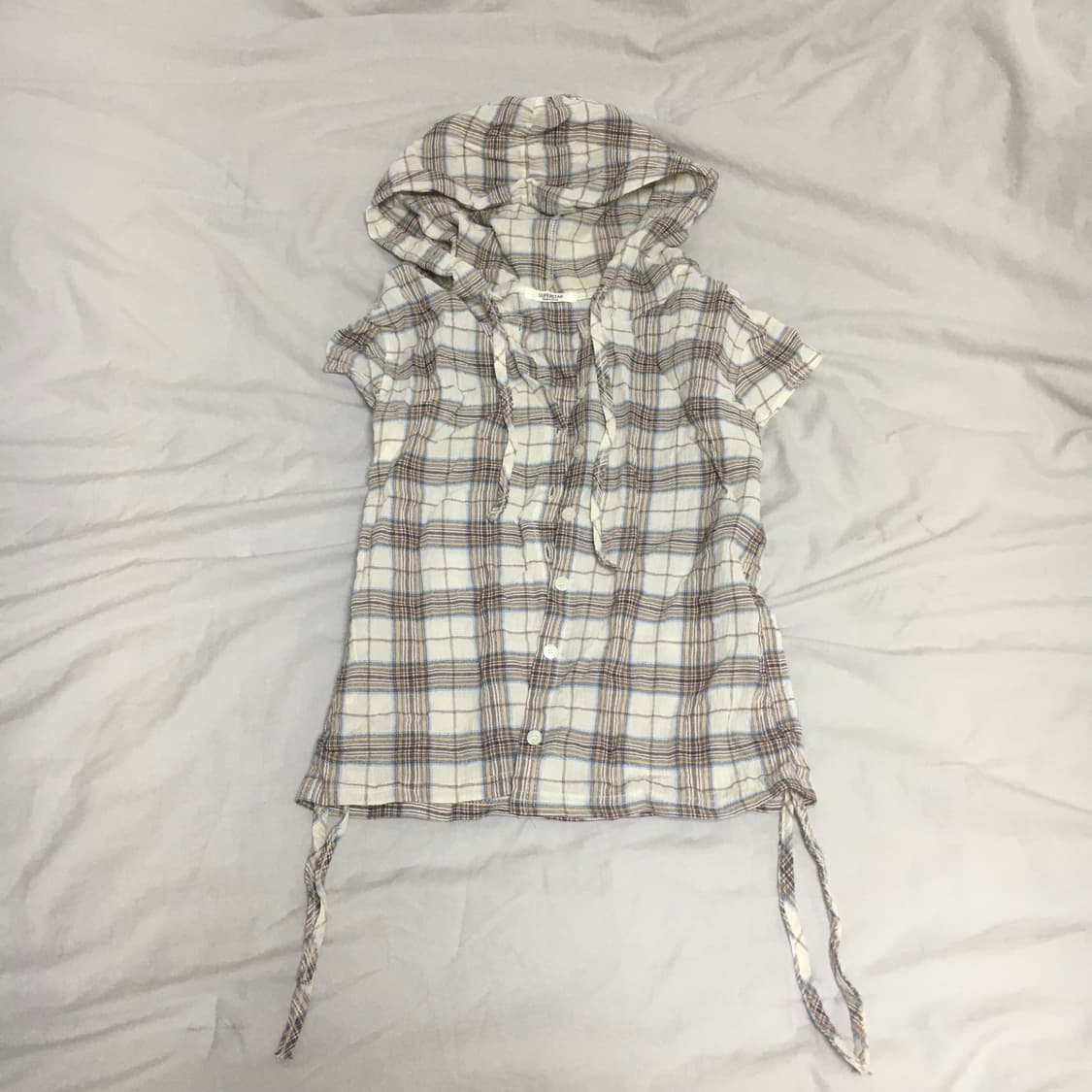 빈티지 체크 후드조끼 상품이미지2