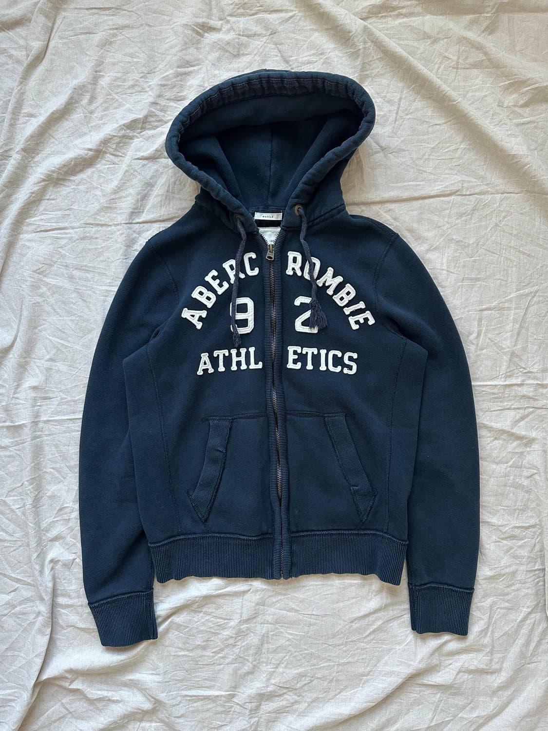 아베크롬비 헤비코튼 자수 로고 네이비 후드집업 상품이미지5