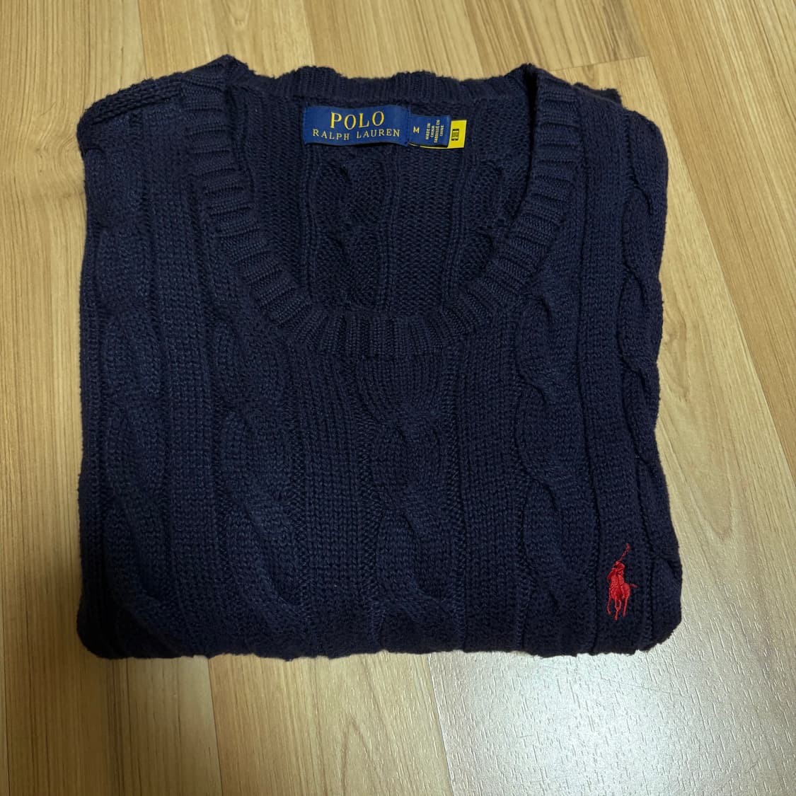 폴로 랄프로렌 포니 케이블 니트 네이비 M(L) (매장 QR정품) 상품이미지5
