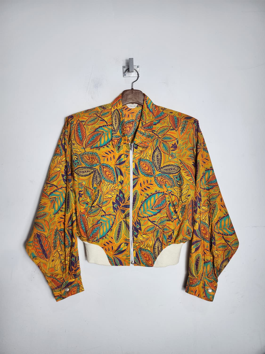 FRANCHIR 보태니컬 리프 패턴 크롭 블루종 상품이미지1