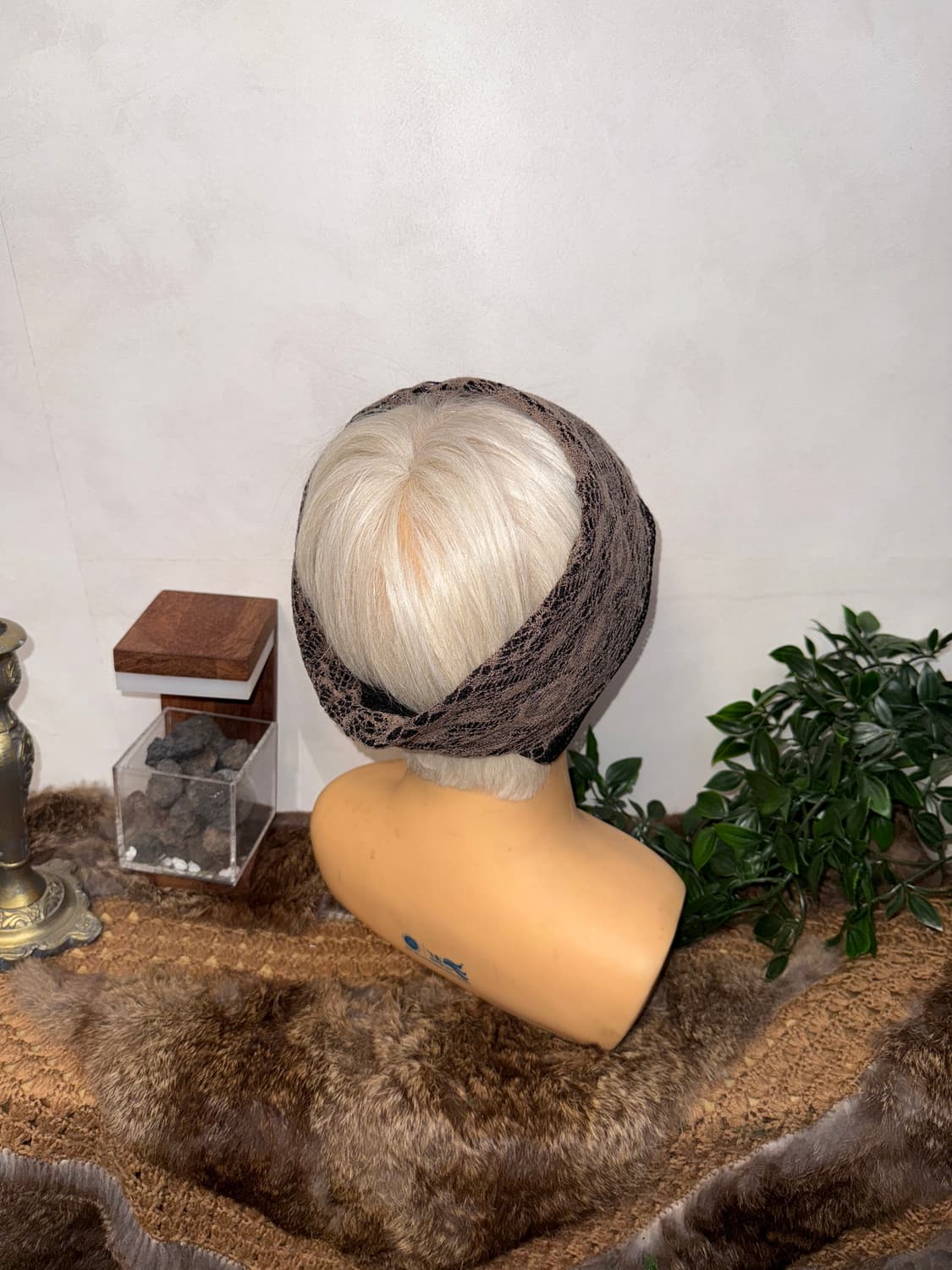 Ash pink grunge net lace hair band 상품이미지2
