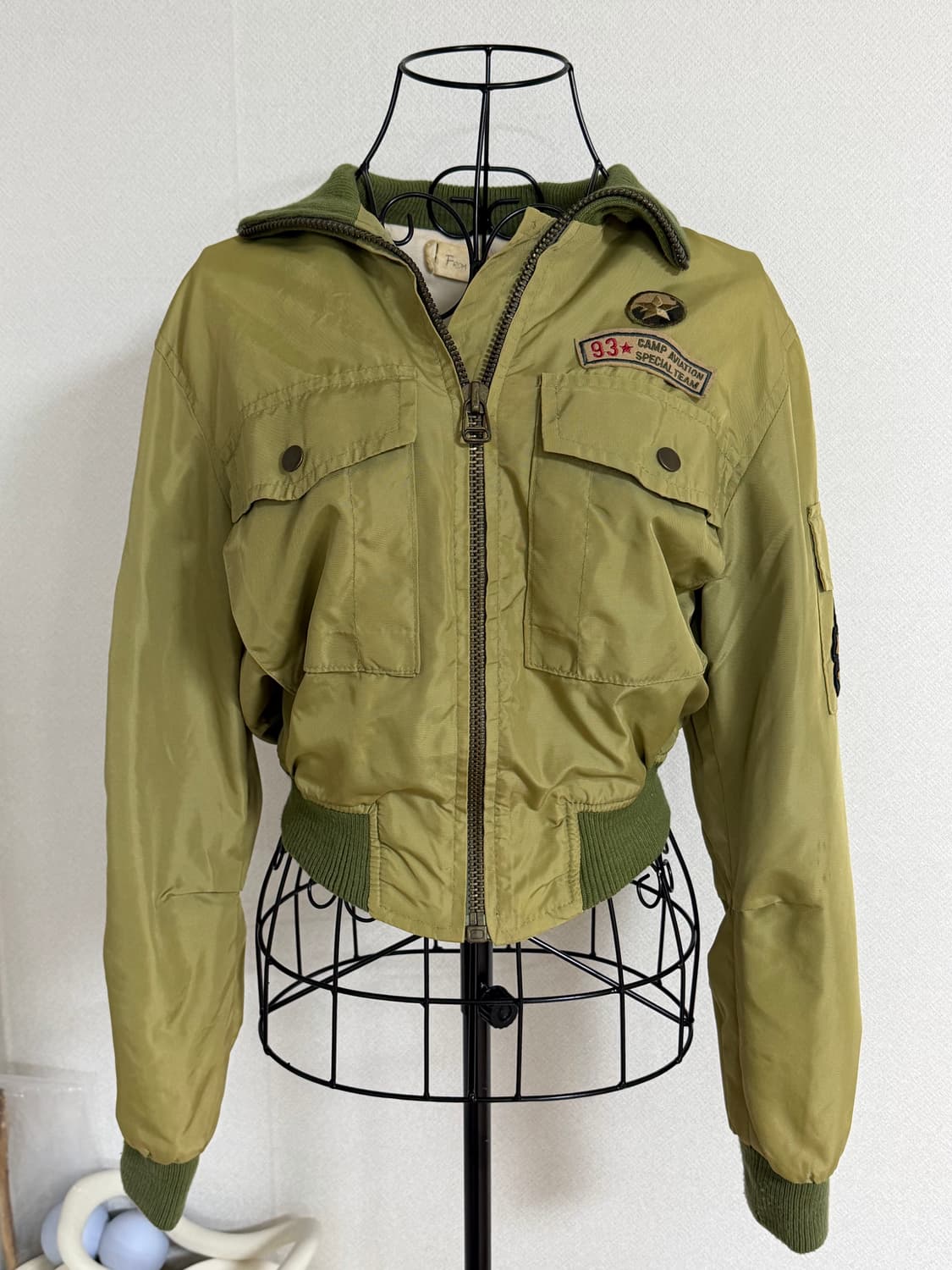 빈티지 카키 크롭 밀리터리 자켓 y2k 펑크 상품이미지1