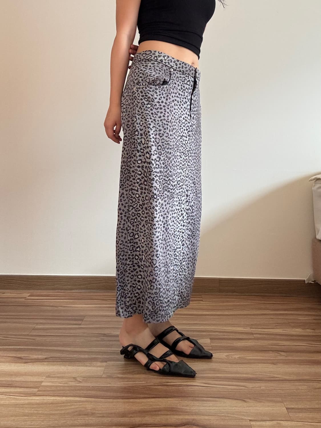 갸루 호피 롱 스커트 상품이미지2