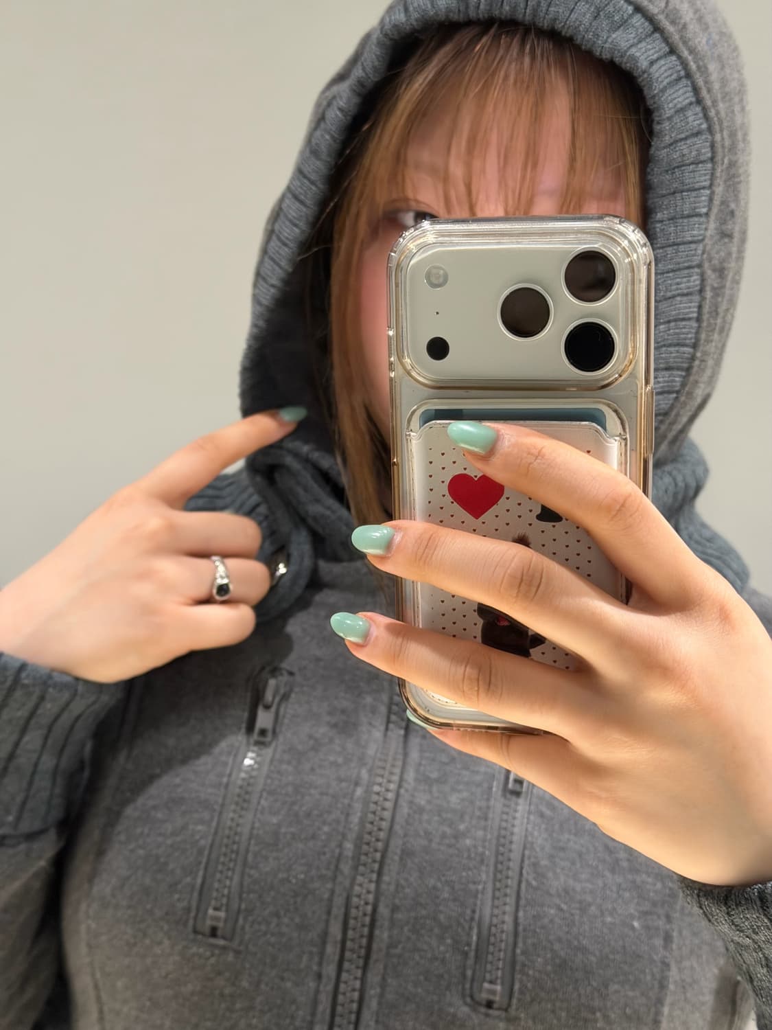 high-neck ribbed detail hood zip-up 상품이미지5