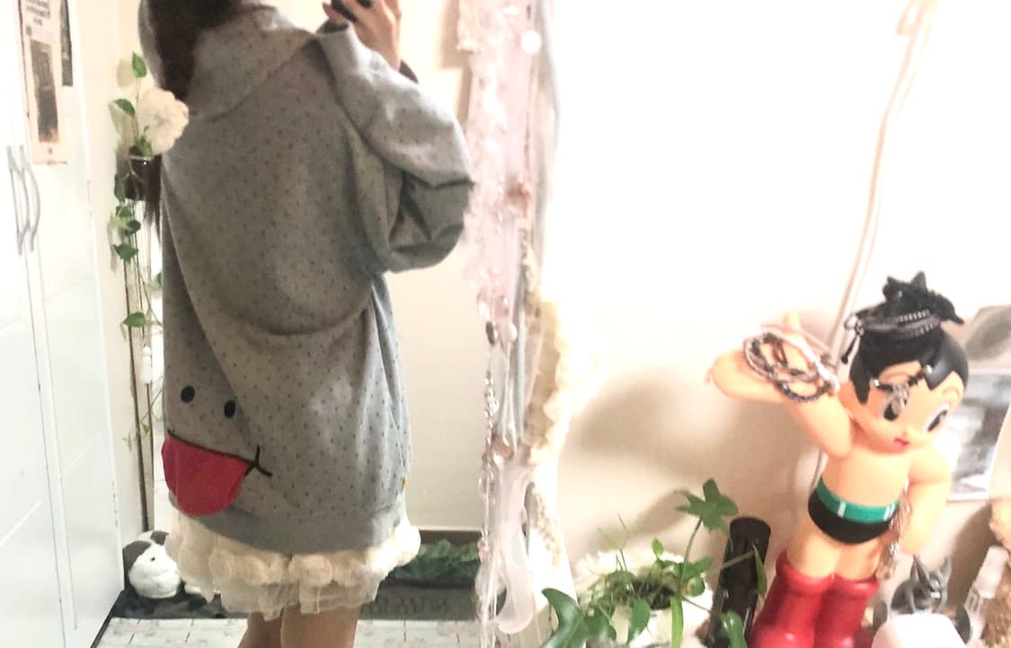 업스마일 도트 후드티 상품이미지1