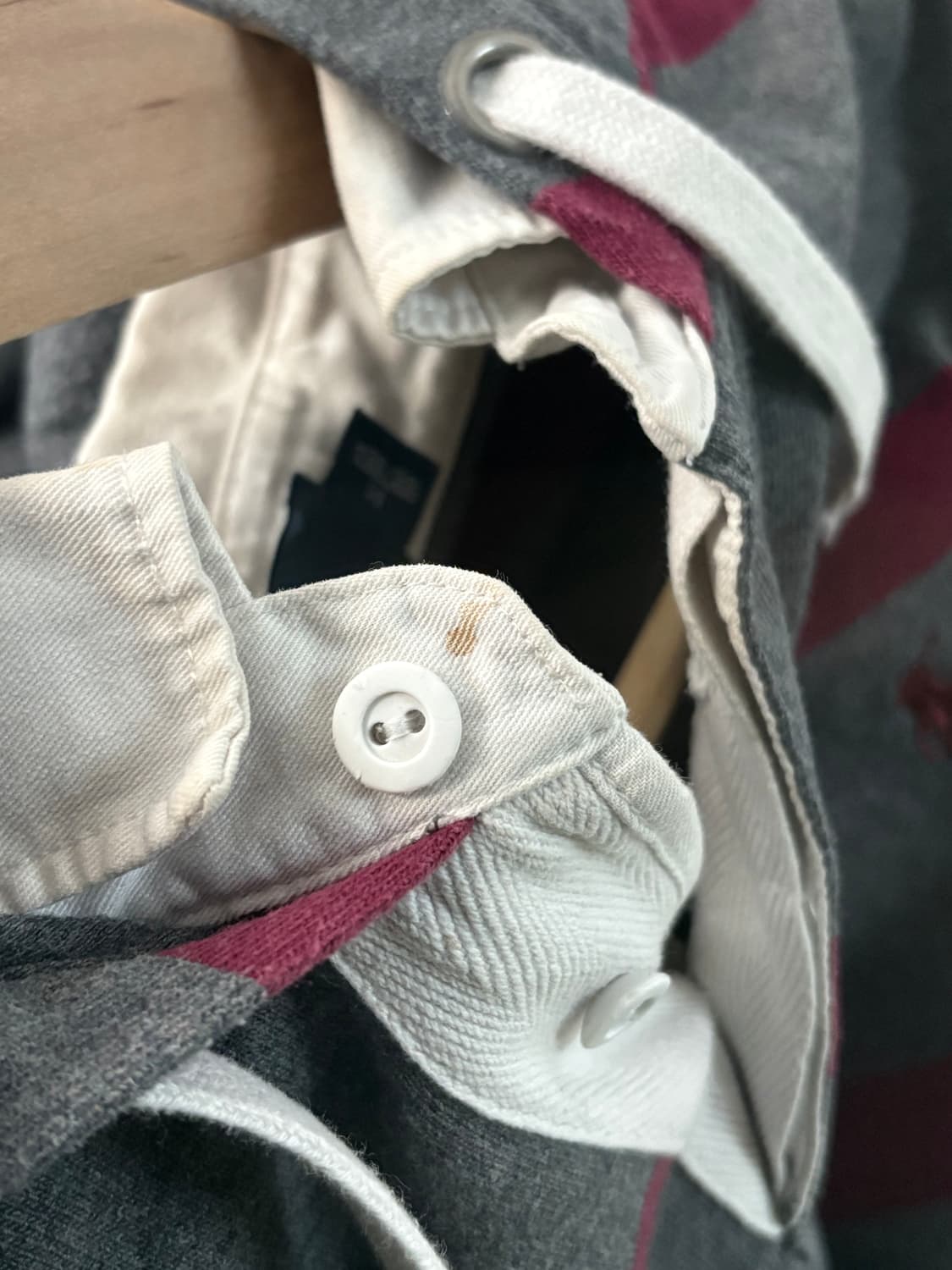 Polo 폴로 랄프로렌 차콜버건디 단가라패턴 럭비 후드 셔츠 상품이미지7