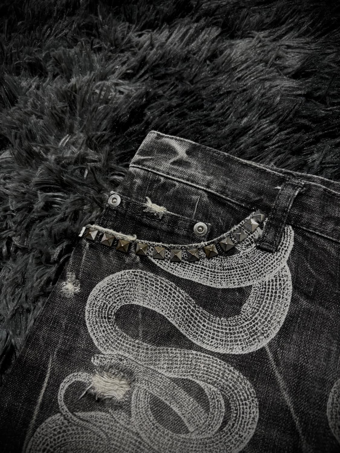 Hysteric Glamour 흑청 스네이크 숏스커트 상품이미지3