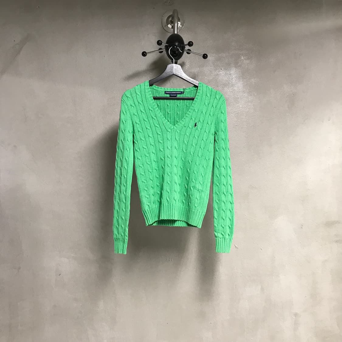 폴로 랄프로렌 케이블 브이넥 니트 그린 M(W) 상품이미지1