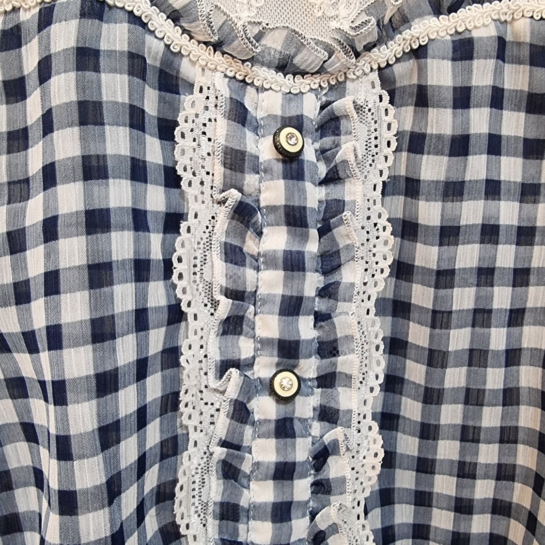 axes femme 체크 레이스 튜닉 상품이미지3