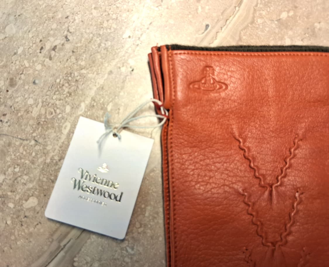 비비안웨스트우드 남성용 V 스티치 가죽 장갑 오렌지 24cm (새상품) 상품이미지6