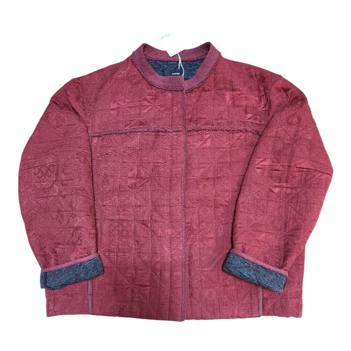 시스템 퀼팅 패턴 자켓 와인 상품이미지1