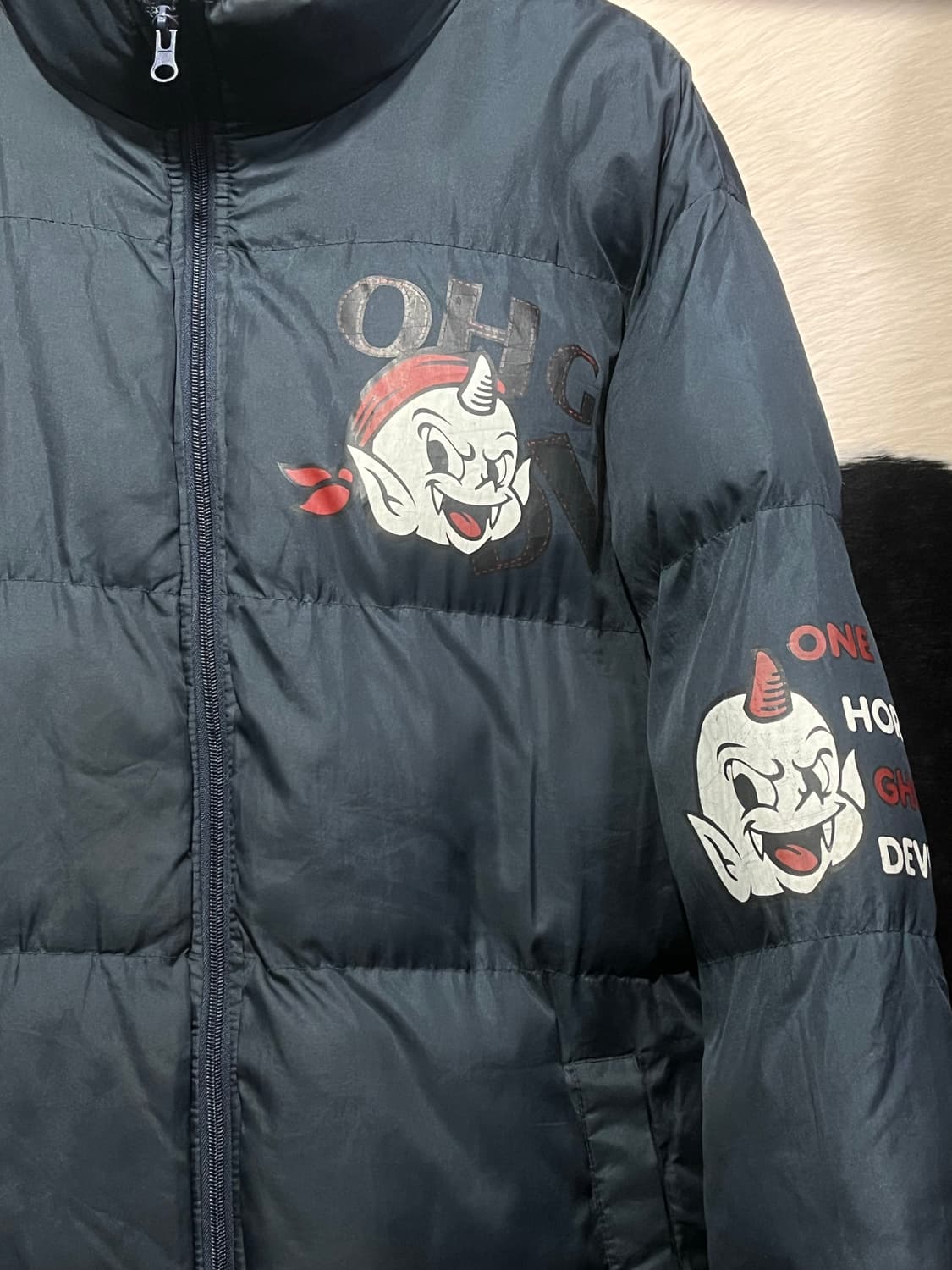 네이비 프린팅 패딩 상품이미지4