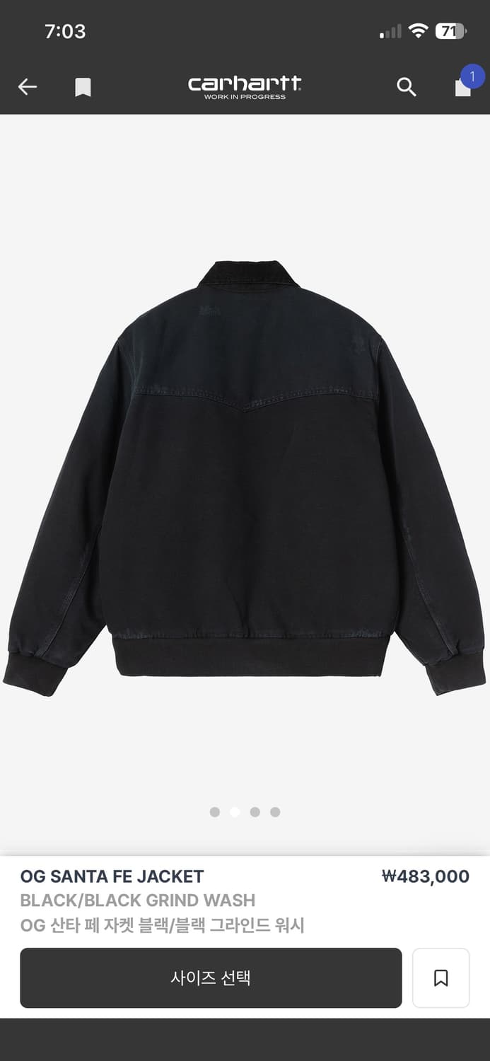 칼하트 윕 OG 산타 페 자켓 블랙/블랙 그라인드 워시 상품이미지2