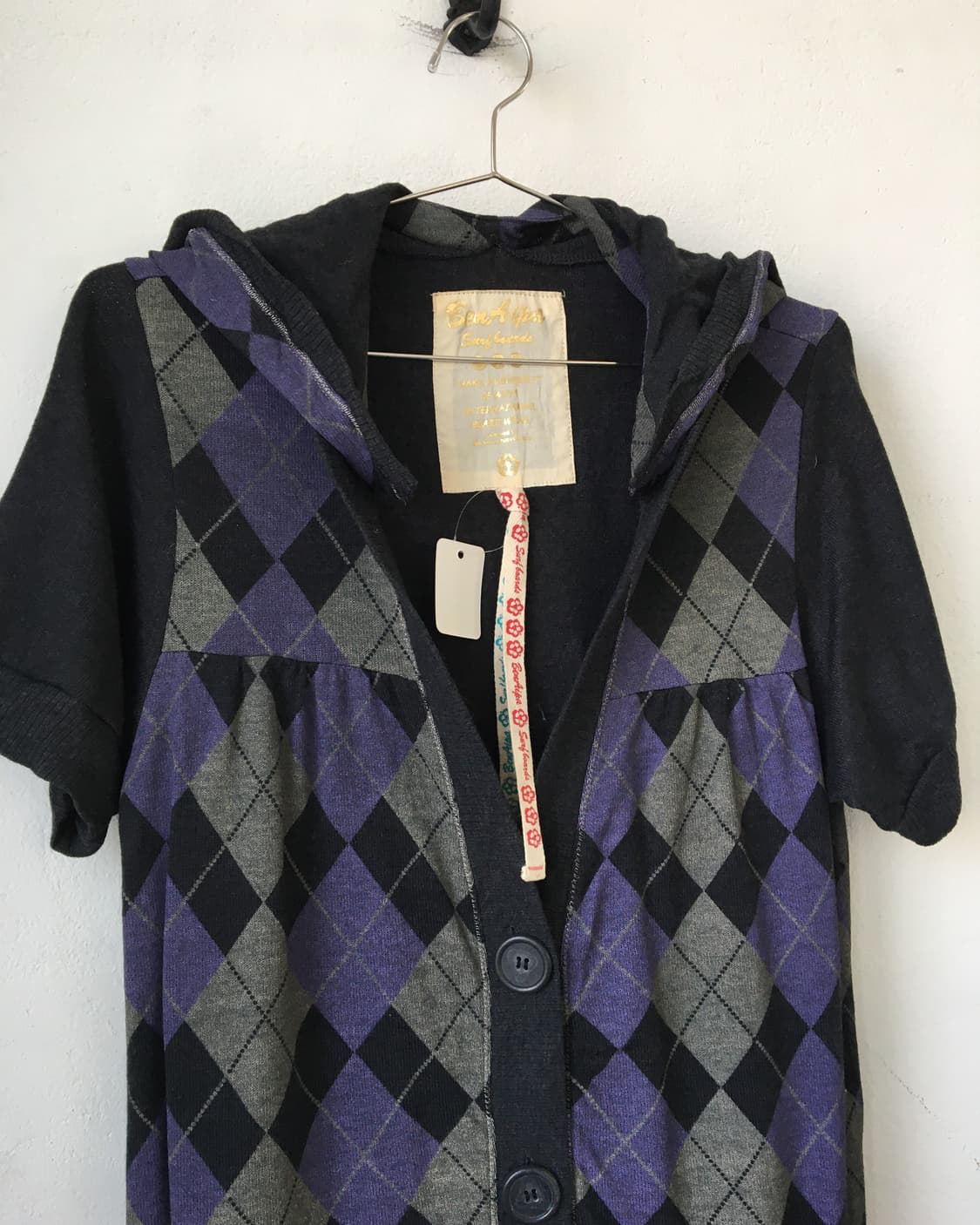 Argyle pattern hood cardigan 상품이미지5