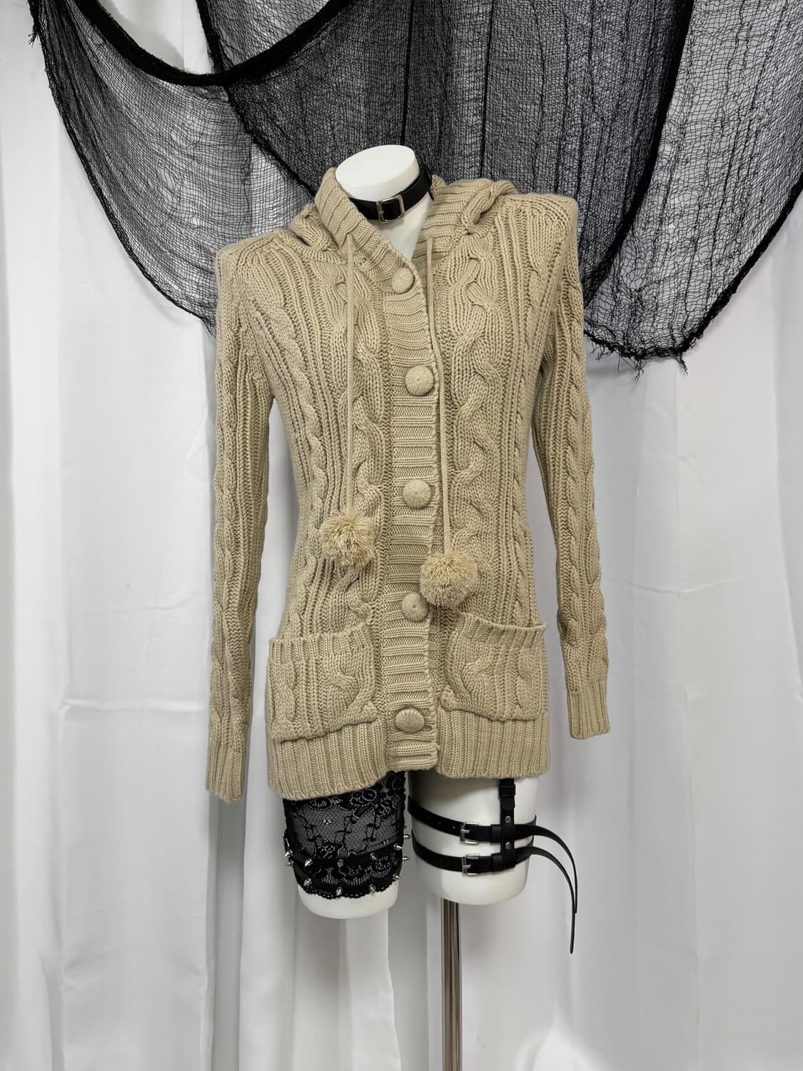 beige hood cardigan 상품이미지2