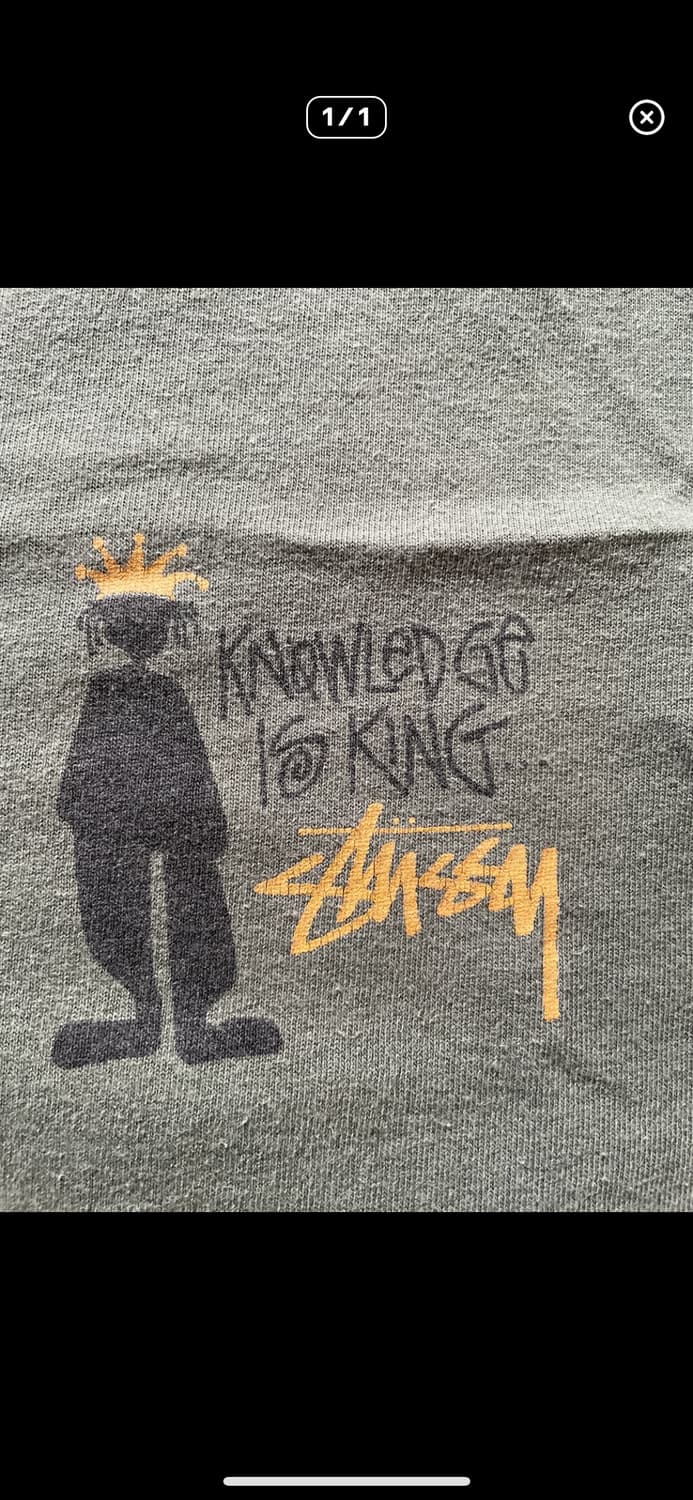Early 90s Stussy Knowledge is King Shirt 상품이미지4