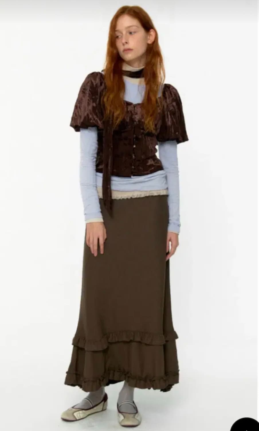 루루서울 언발 프릴 맥시 스커트 택 달린 새상품 판매 상품이미지1