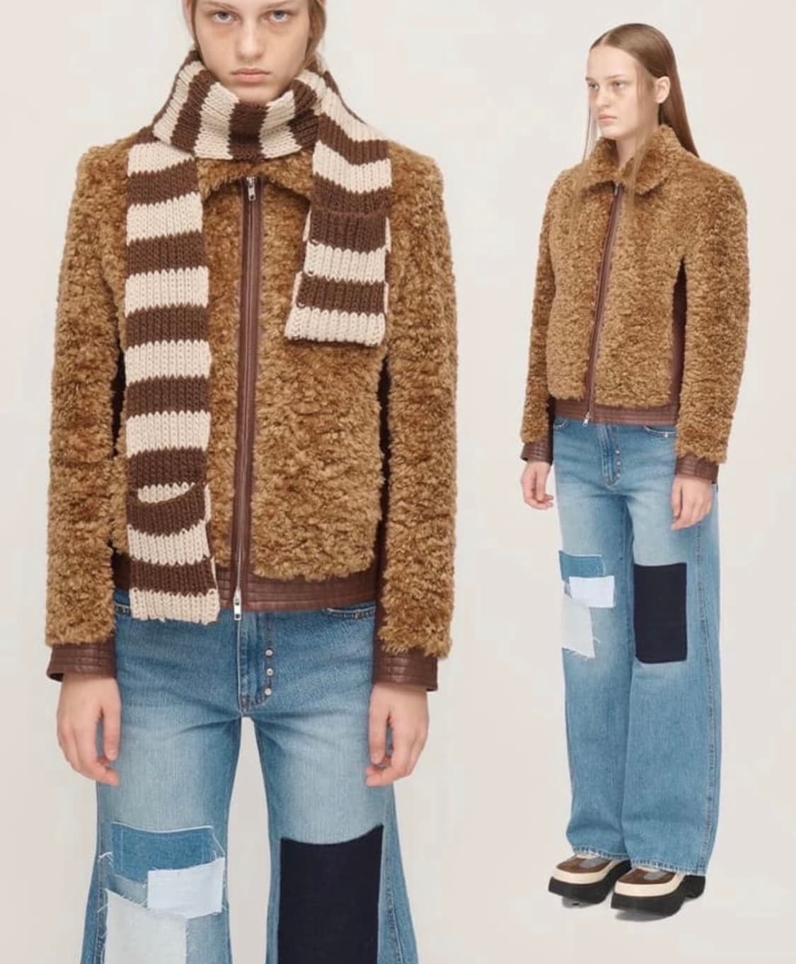 OPENYY 오픈와이와이 컬링 시어링 바이커 자켓 브라운/ 한소희 착용 상품이미지2