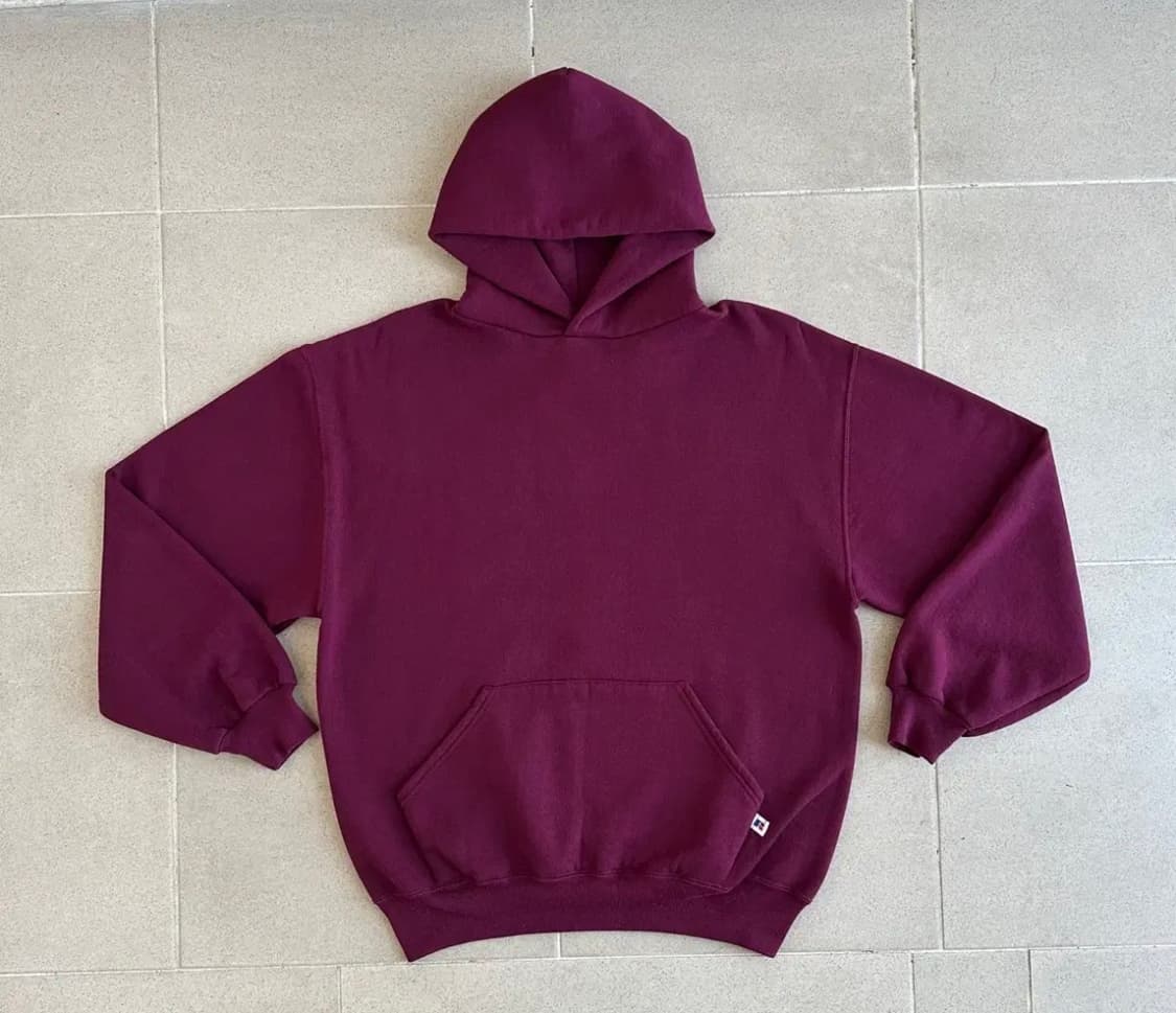 급처(L)90s 러셀 빈티지 버건디 후드티 USA (실착있음) 상품이미지1