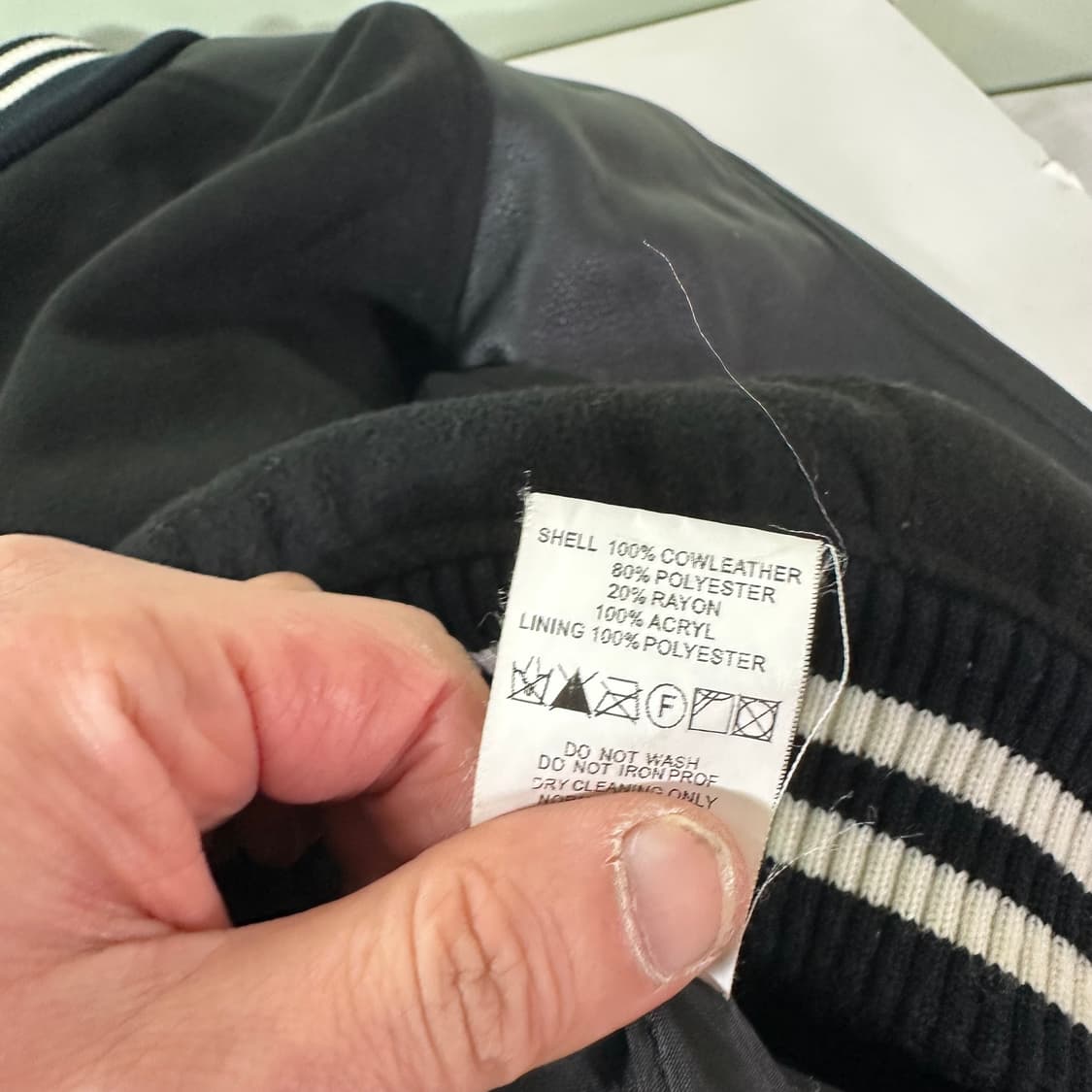 4DIMENSION M 블랙 레더배색 누빔 바시티자켓 상품이미지6