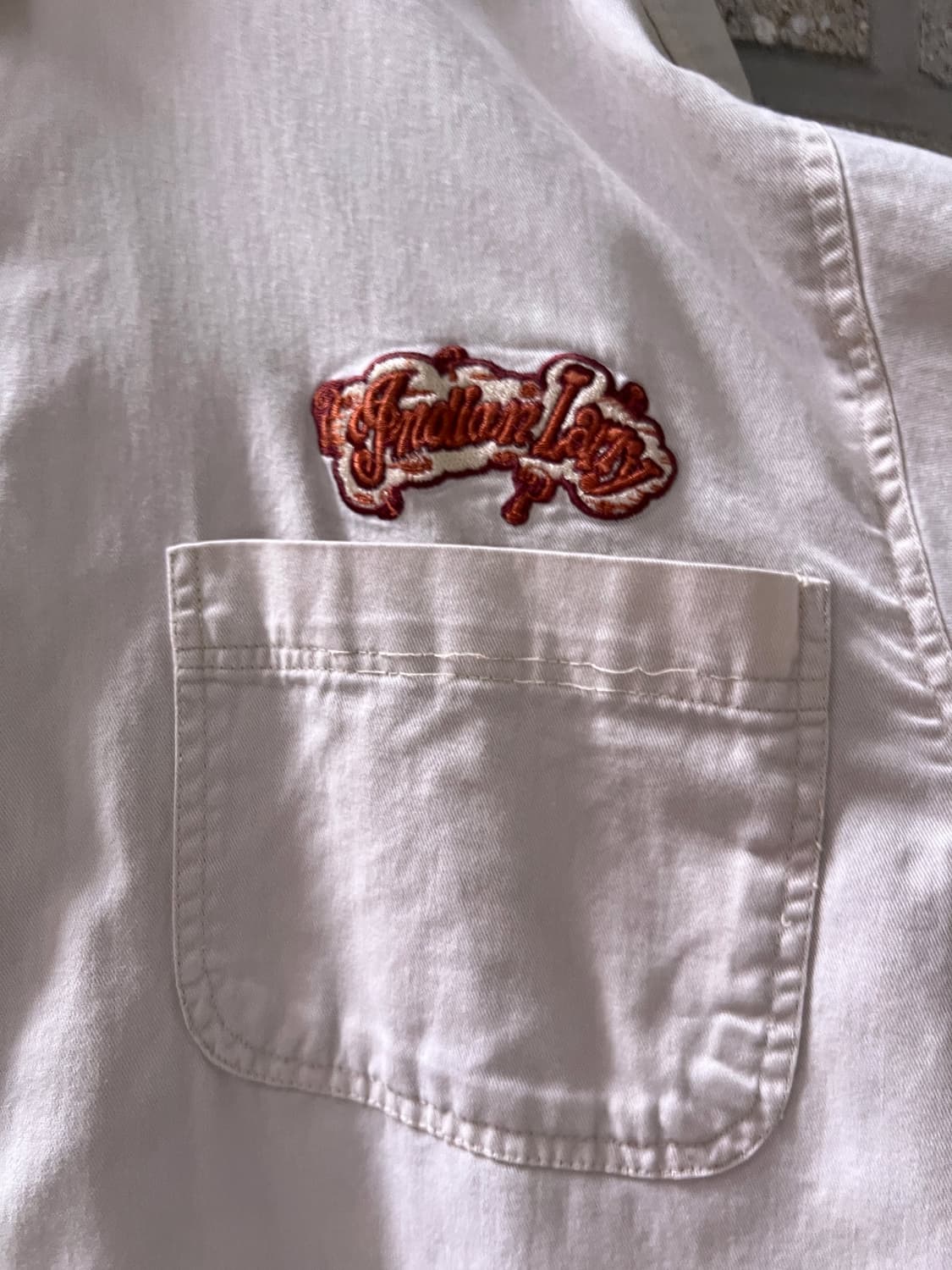 [2XL]USA 빈티지 Indian Larry 스펠아웃 자수 워크 셔츠 상품이미지4
