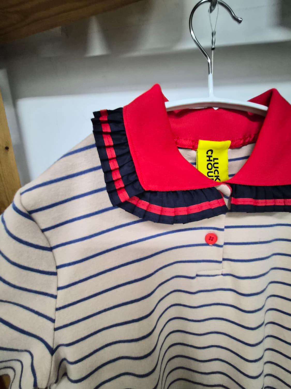 럭키슈에뜨 레드카라 스트라이프티. 10month와이드팬츠 상품이미지2